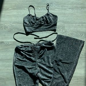Sparkly flared pants and top set